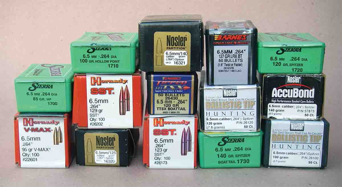 The selection of hunting bullets for the 6.5-284 Norma is extensive and includes  both varmint and big-game versions.
